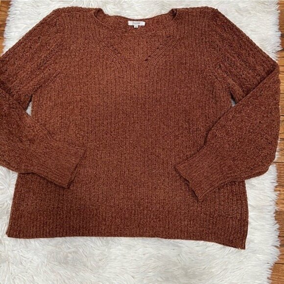 Maurice’s Solid Chenille Pointelle Sleeve Pullover Sweater size L - Picture 3 of 8